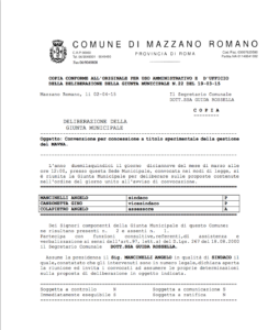 045.Association of Volunteers. Official Adoption of La Petrina by the Municipality of Mazzano Romano.1